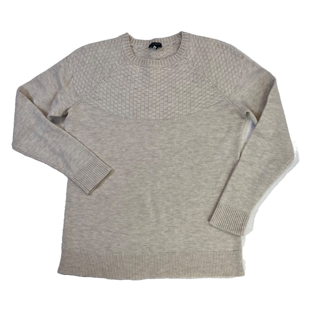 TALBOTS size S Petite Basketweave Sweater Beige 30% Lambswool Classic Timeless